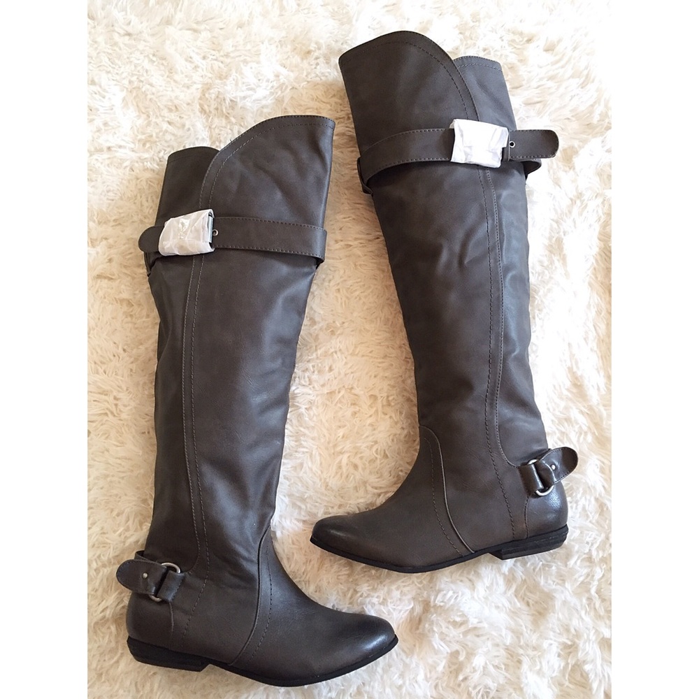 Not Rated Tall Boots Gray Riding Boot Size 6 - Picture 2 of 5